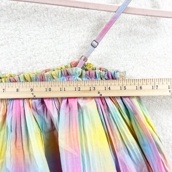 Anthropologie Beatrice B Rainbow Tiered Dress Pleated Square Neck Size M NWT - Picture 11 of 12